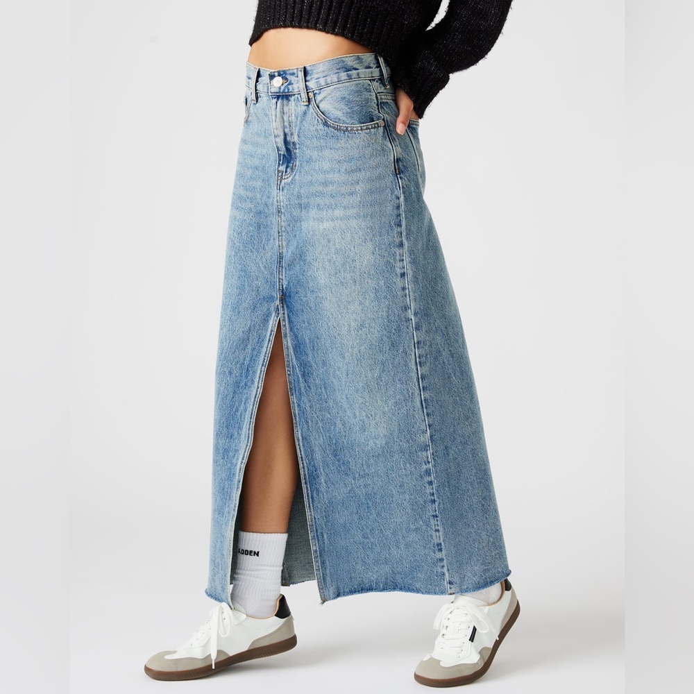Nwt Steve Madden AVANI BLUE DENIM SKIRT Light Blue Denim smirt